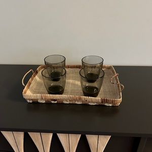 SOLD-Vintage smoky grey drinking glasses